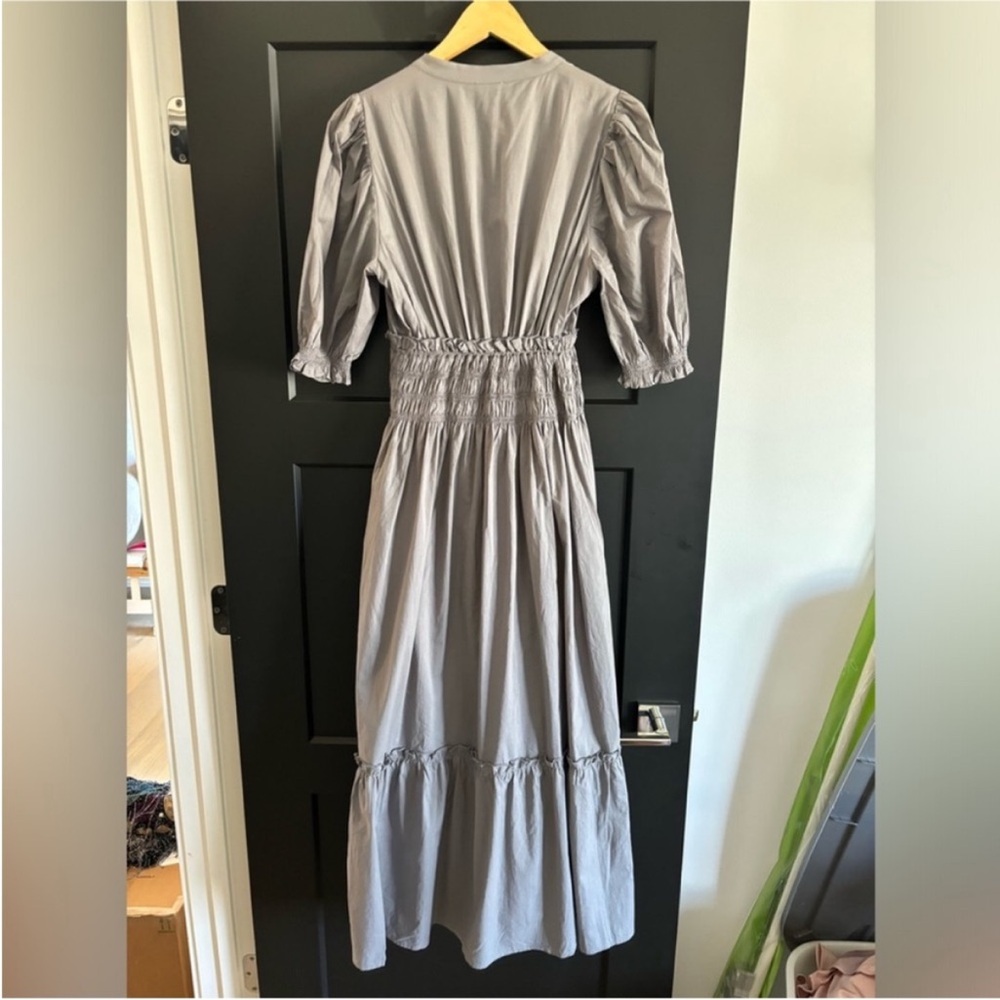 Anthropologie We Are Sundays Hanson Dress Shadow Grey ruffle smocked maxi dress - Picture 7 of 10
